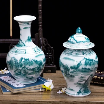 Jingdezhen керамика пейзаж модел антични ваза декорация буркан хол дома веранда телевизия кабинет вино декорация