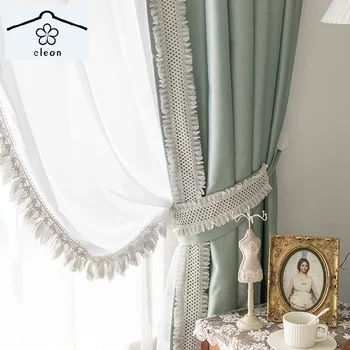 френски текстурирани романтични завеси леки луксозни копринени завеси с висока точност за хол сгъстяват затъмняващи завеси у дома по поръчка